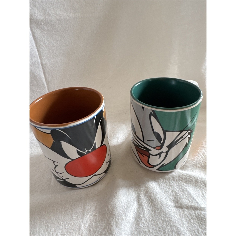 2 Sylvester Bugs Bunny Mugs Looney Tunes Gibson Coffee Mug Cup 1998 Warner‎ Bros